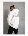 Erkek Salaş Stil Beyaz Nihilist Penguen Özel Tasarım Oversize Kapüşonlu Sweatshirt