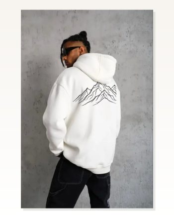 Erkek Salaş Stil Beyaz Nihilist Penguen Özel Tasarım Oversize Kapüşonlu Sweatshirt
