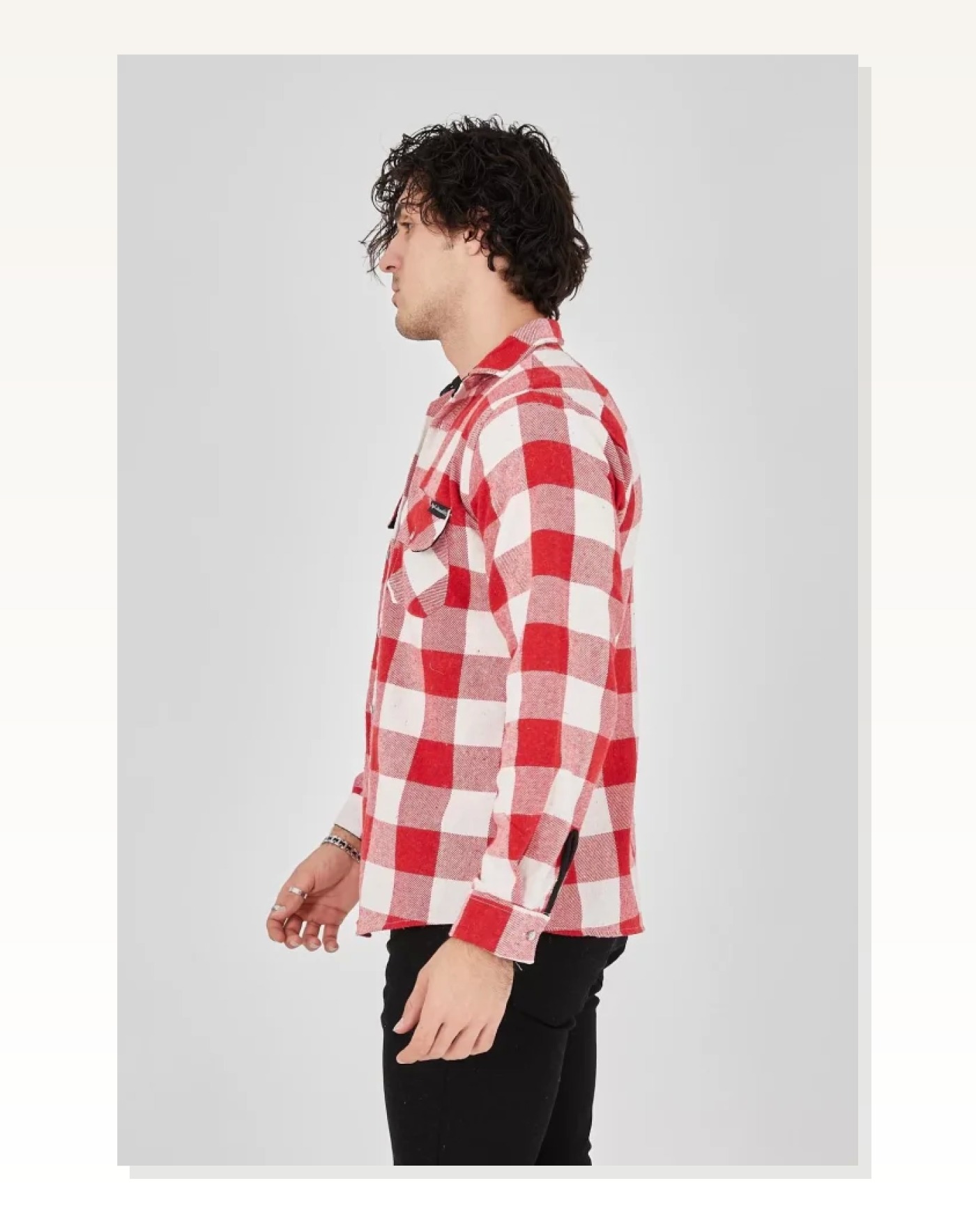 Erkek Retro Kareli Klasik Pembe Pamuklu Oduncu Gömlek Marketplace blank