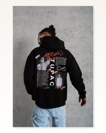 Erkek Çift Yönlü Ön Arka Baskılı Günlük Stil Siyah Kapüşonlu Sweatshirt