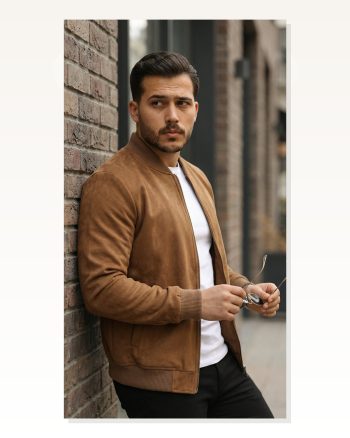 Erkek Önden Fermuarlı Içi Astarlı Süet Ceket