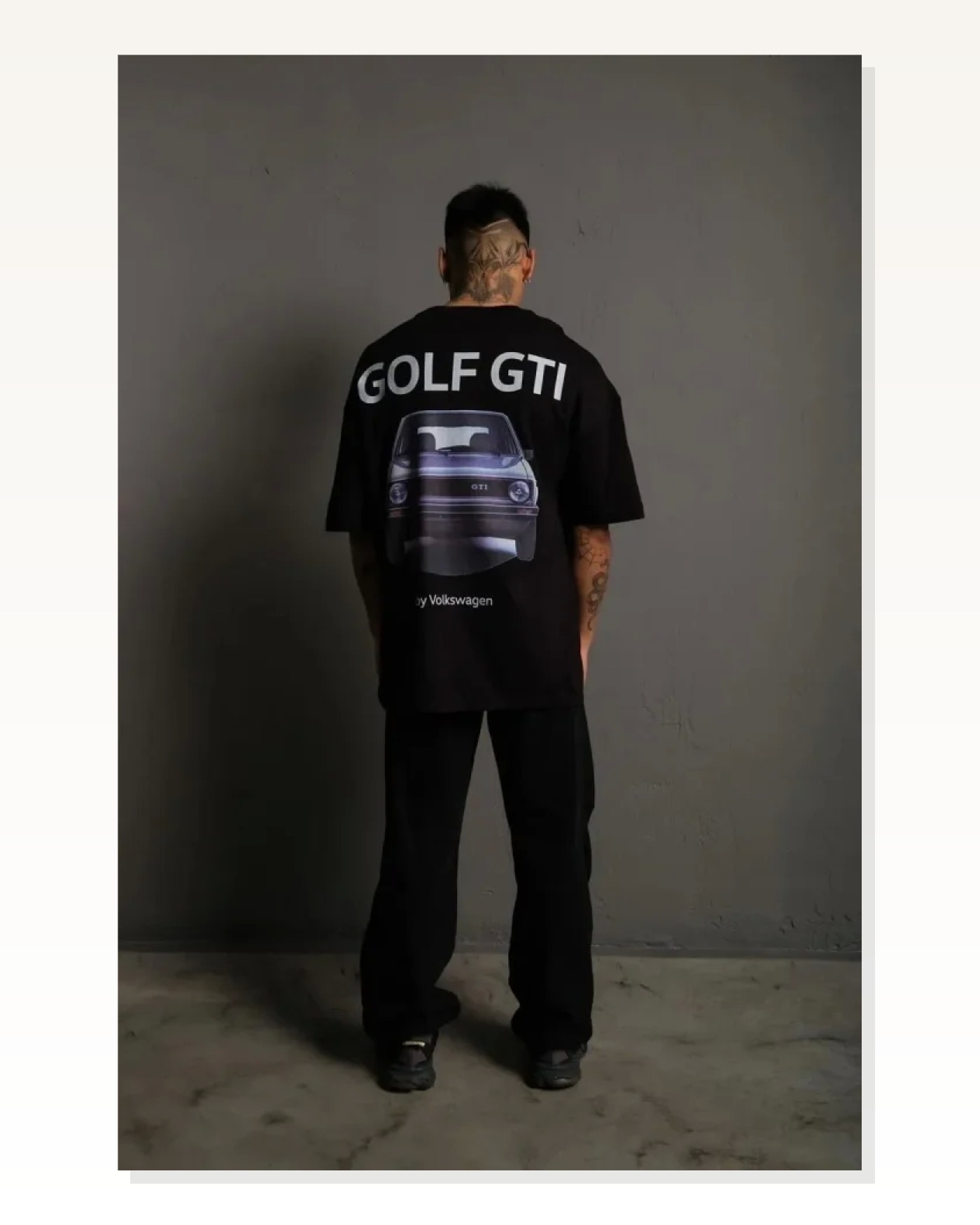 Baskılı Erkek Siyah – Golf GTI Retro Araba Desenli, Ön - Arka Dijital Baskı, Sokak Modası Stil Oversize Tişört Marketplace blank