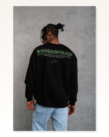 Erkek Sırt Baskılı Günlük Stil Siyah Ön ve Üç İplik İçi Pamuklu Kumaş, Rahat Kalıp, Ribanalı Kışlık Sweat