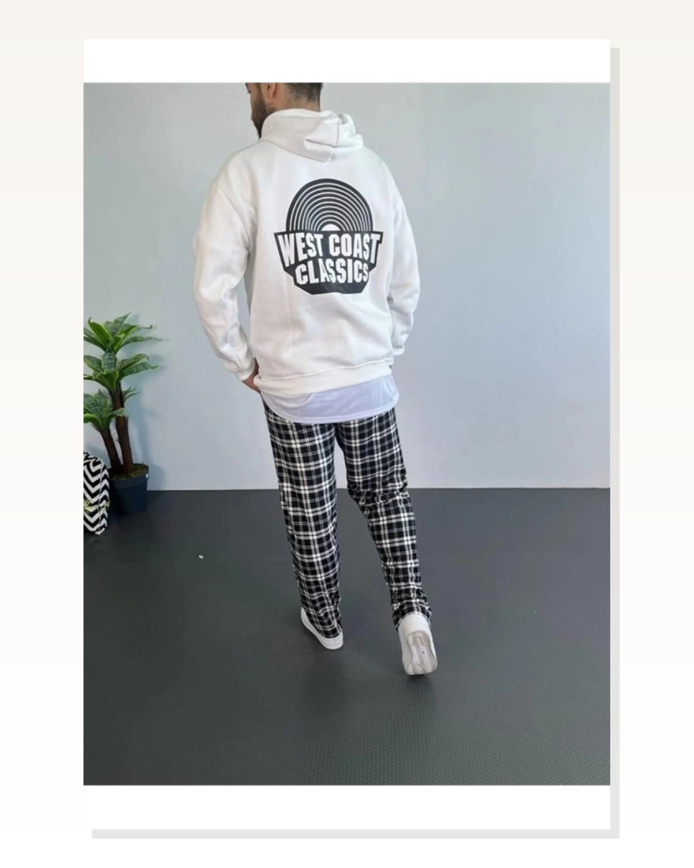 Baskılı Erkek Salaş Stil Oversize Üç İplik – Beyaz Ön , Kanguru Cepli, Rahat Kalıp, İçi Pamuklu Model Kapüşonlu Sweatshirt Marketplace blank