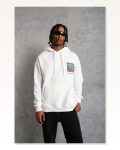 Erkek Baskılı Patel Six Tipografi Beyaz Kapüşonlu Sweatshirt