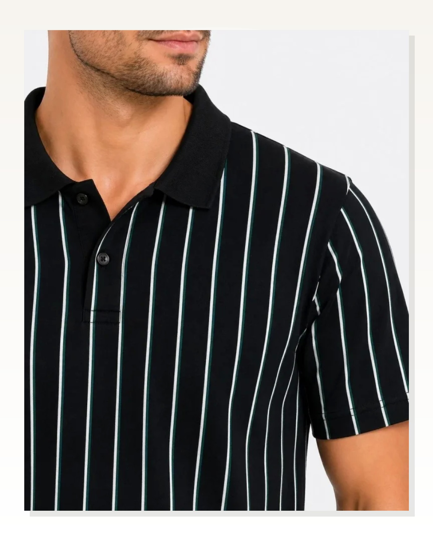 Erkek Pike Kumaş Çizgili Polo Yaka Tişört Kısa Kol Yazlık T-Shirt - Siyah Marketplace blank