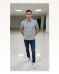 Erkek Gri Pike Kumaş Düğmeli Yaka Regular Fit Günlük Kısa Kol Tişört