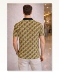 Erkek Pike Kumaş Polo Yaka Palmiye Desenli Tişört Kısa Kol Yazlık T-Shirt – Sarı Marketplace