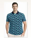 Erkek Pike Kumaş Polo Yaka Palmiye Desenli Tişört Kısa Kol Yazlık T-Shirt – Turkuaz Marketplace