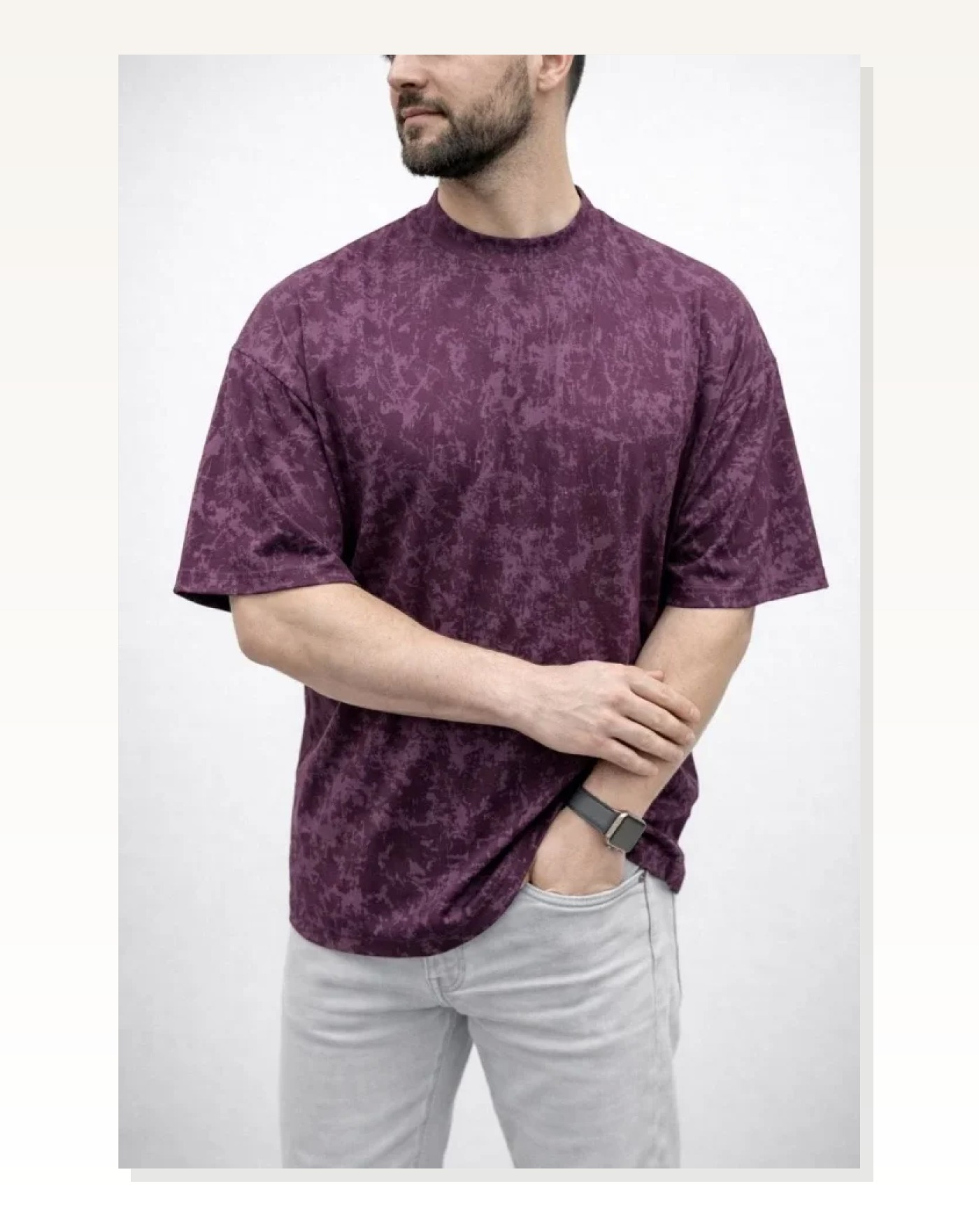 Yumuşak Dokulu Erkek Bordo Premium Tişört OSY Yıkamalı Oversize Tişört Marketplace blank