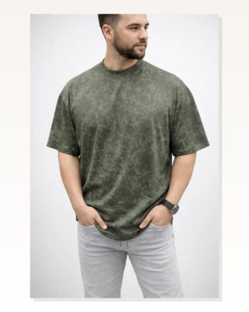 Erkek Premium Tişört OSY Yumuşak Dokulu Yıkamalı Oversize T-shirt Haki