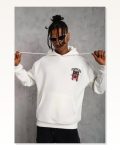 Erkek School Boy Karakter Baskılı Beyaz Kapüşonlu Sweatshirt