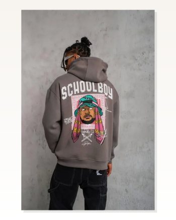 Erkek SCHOOL BOY Baskılı Kapüşonlu Sweat Gri