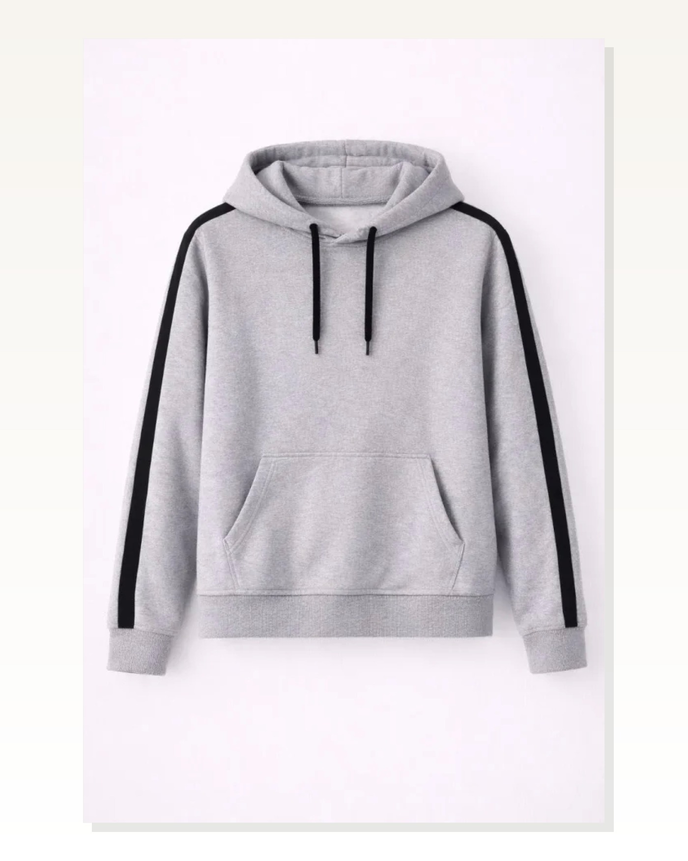 Erkek Salaş Stil Gri Şeritli Oversize 3 İplik Pamuklu Kapüşonlu Sweatshirt Marketplace blank