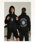 Erkek Sırt Baskılı Salaş Stil Siyah Oversize Üç İplik Kapüşonlu Hoodie Sweatshirt