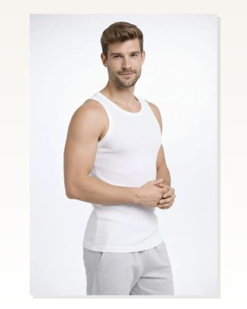 Erkek Arka Baskılı Fit Duruş Spor Fitilli Atlet 3’Lü Set Beyaz, Siyah ve Kahverengi Slim Kaşkorse