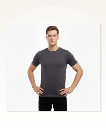 Erkek Füme Bisiklet Yaka Slim Fit Dar Kesim Likralı Günlük Basic Body Tişört