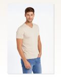 Erkek Taş V Yaka Slim Fit Dar Kesim Likralı Günlük Basic Body Tişört