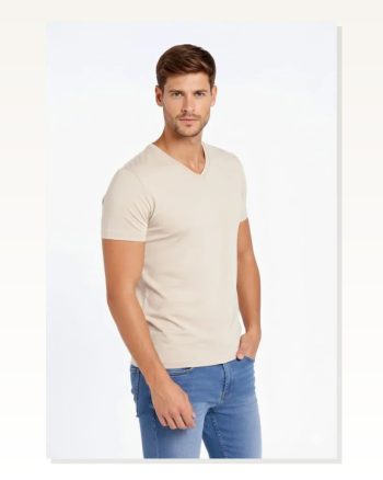Erkek Taş V Yaka Slim Fit Dar Kesim Likralı Günlük Basic Body Tişört
