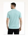Erkek Günlük Stil Mint Yeşili Triko Kumaş Yakalı Düğmesiz Açık Yaka Fitilli Kısa Kollu Tişört Regular Fit Tişört Marketplace