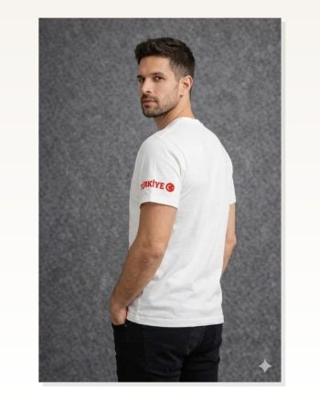 Erkek Türkiye Ay Yıldız Baskılı 10 Numara Forma Tişört Taraftar T-shirt Beyaz
