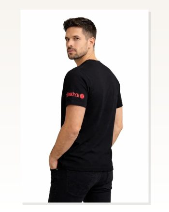 Erkek Türkiye Ay Yıldız Baskılı 10 Numara Forma Tişört Taraftar T-shirt Siyah