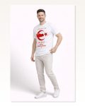 Erkek Türkiye Ay Yıldız Baskılı Taraftar Forma T-shirt Beyaz