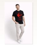 Erkek Türkiye Ay Yıldız Baskılı Taraftar Forma T-shirt Siyah