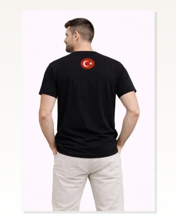 Erkek Türkiye Baskılı Tişört Ay Yıldız 2026 Dünya Kupası Taraftar Forma T-shirt Siyah
