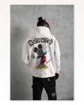 Üç İplik Şardonlu Erkek Sıcak Tutan Beyaz Grafik Baskılı Kapüşonlu Sweatshirt Marketplace