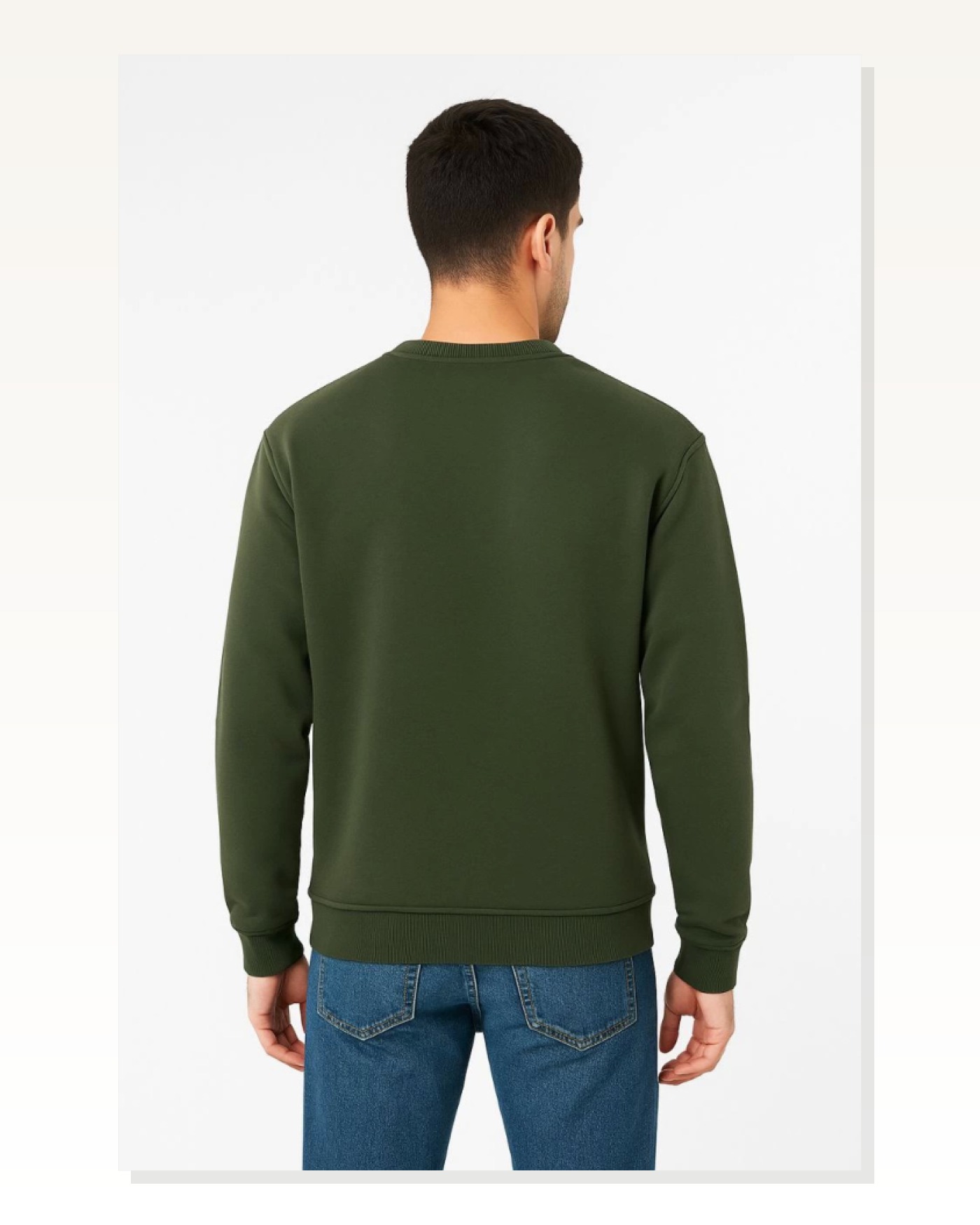 Erkek Günlük Stil Haki Üç İplik Düz Bisiklet Yaka Sweatshirt Marketplace blank