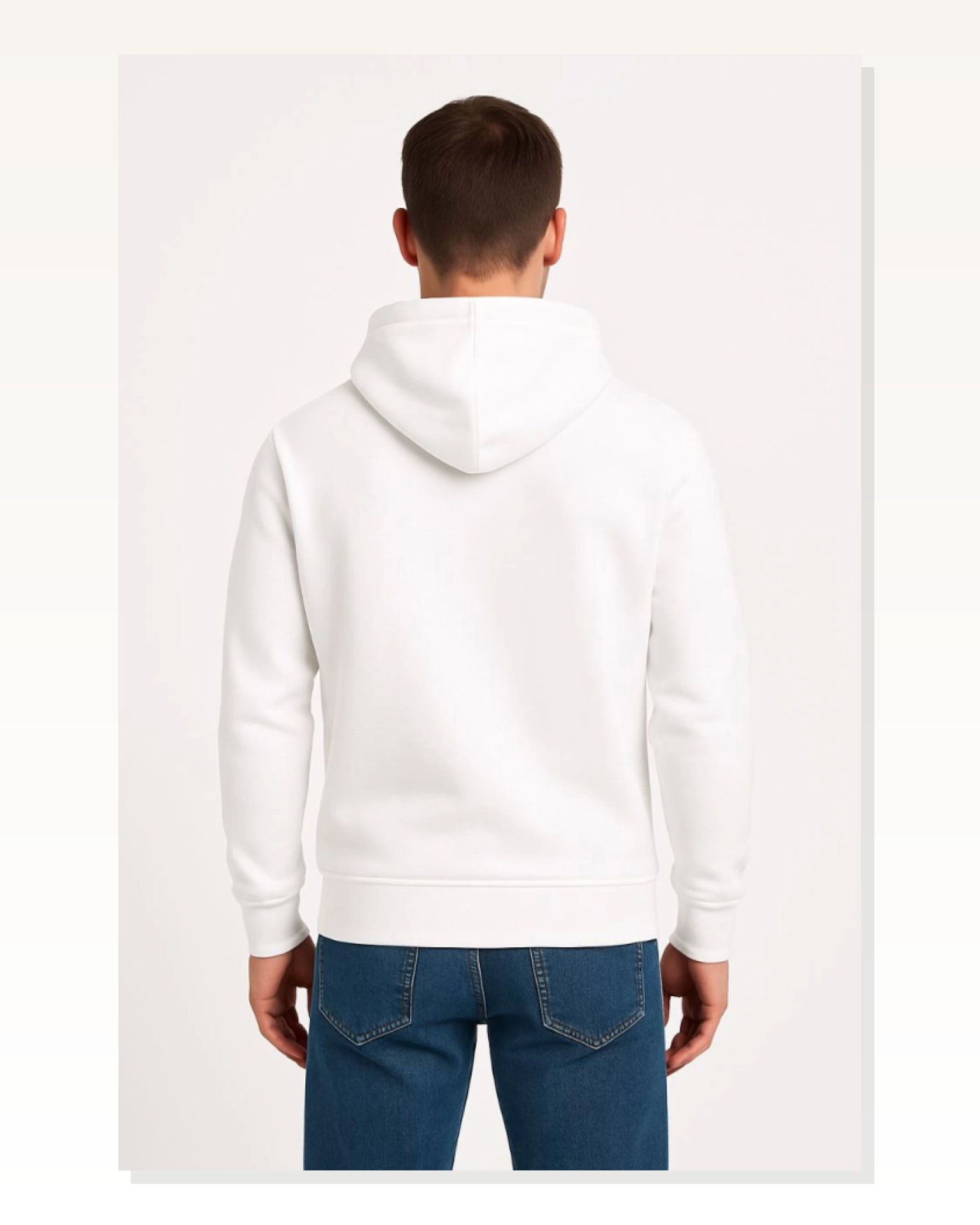 Erkek Sokak Stili Beyaz Üç İplik Kapüşonlu Kanguru Cepli Hoodie Sweatshirt Marketplace blank