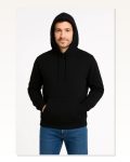 Erkek Sokak Stili Siyah Üç İplik Kapüşonlu Kanguru Cepli Hoodie Sweatshirt