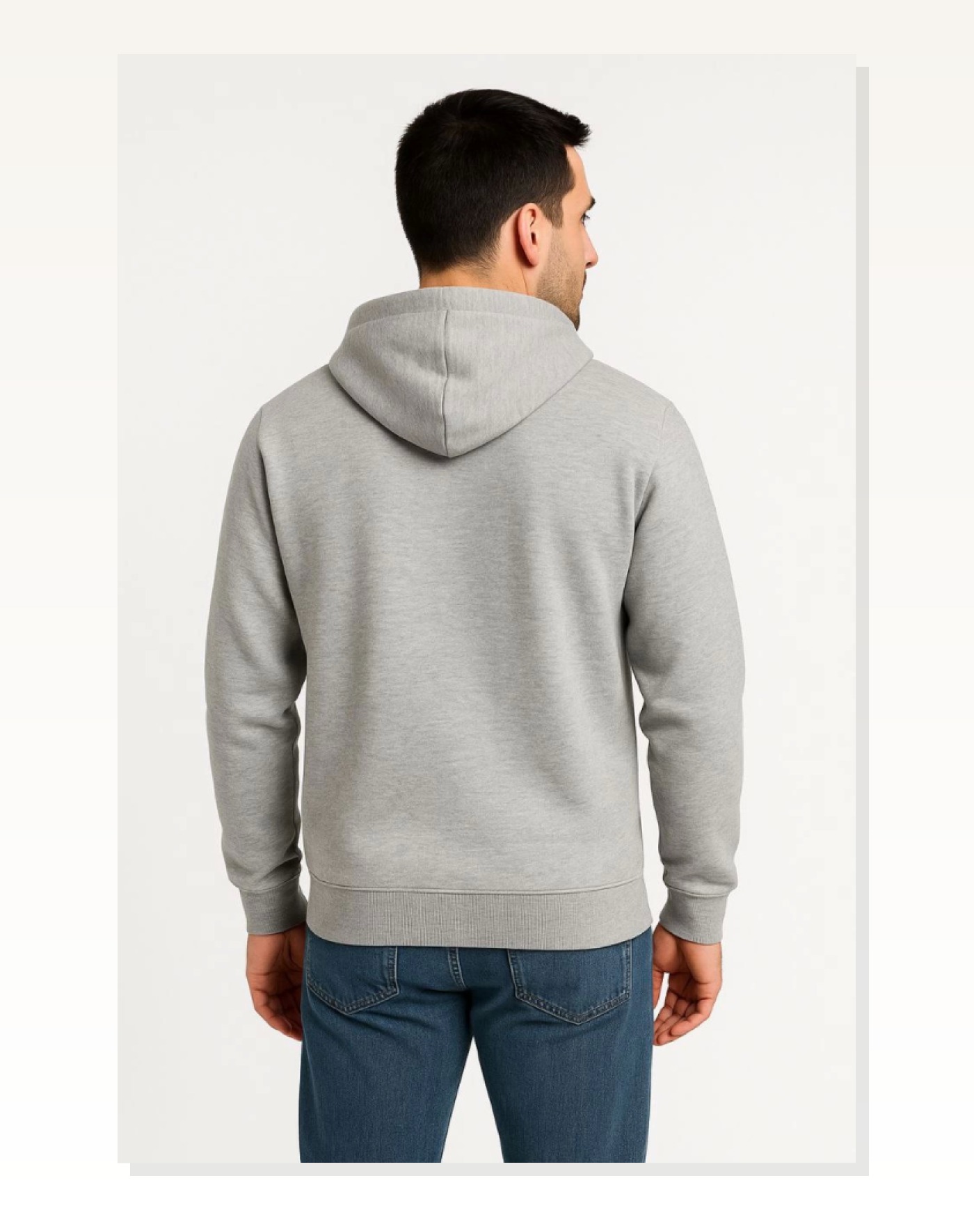 Erkek Sokak Stili Gri Üç İplik Kapüşonlu Tam Fermuarlı Kanguru Çepli Hoodie Sweatshirt Marketplace blank