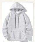 Erkek Basic Dokulu Günlük Stil Melanj Grisi Kapüşonlu Hoodie Sweatshirt