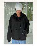 Erkek Basic Dokulu Günlük Stil Gece Siyahı Kapüşonlu Hoodie Sweatshirt