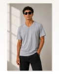 Erkek V Yaka Basic Tişört Kısa Kol Yazlık Regular Fit T-Shirt – Gri Marketplace