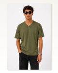 Erkek V Yaka Basic Tişört Kısa Kol Yazlık Regular Fit T-Shirt – Haki Marketplace