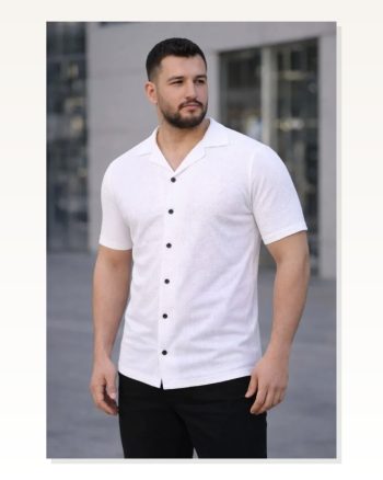 Erkek Waffle Siyah, Kırmızı, Beyaz Dokuma Açık Yakalı Düğmeli Regular Kalıp 3’Lü Seti Gömlek