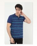 Erkek Yakalı Slim Fit Pike Çizgili T-Shirt – Mavi Marketplace
