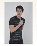 Erkek Fit Duruş Siyah Çizgili Slim Fit Pike Dokuma Polo Yaka Tişört Marketplace