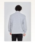 Erkek Grafik Baskılı Günlük Stil Antrasit Gri Yarım Fermuarlı Sweatshirt