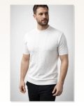 Erkek Yazlık Triko Dokuma Tişört Kısa Kol Bisiklet Yaka Örgü Desenli T-shirt Beyaz