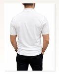 Erkek Yazlık Triko Tişört Kısa Kol Polo Yaka Düğmeli T-shirt Beyaz