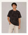 Erkek Yıkamalı Washed Effect Tişört Bisiklet Yaka Sokak Stil Kısa Kol T-Shirt – Füme Marketplace