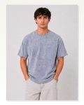 Erkek Yıkamalı Washed Effect Tişört Bisiklet Yaka Sokak Stil Kısa Kol T-Shirt – Gri Marketplace
