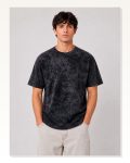 Erkek Yıkamalı Washed Effect Tişört Bisiklet Yaka Sokak Stil Kısa Kol T-Shirt – Siyah Marketplace