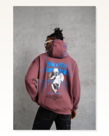 Erkek Yıldırım Baskılı Kapşonlu Sweat Gül Kurusu
