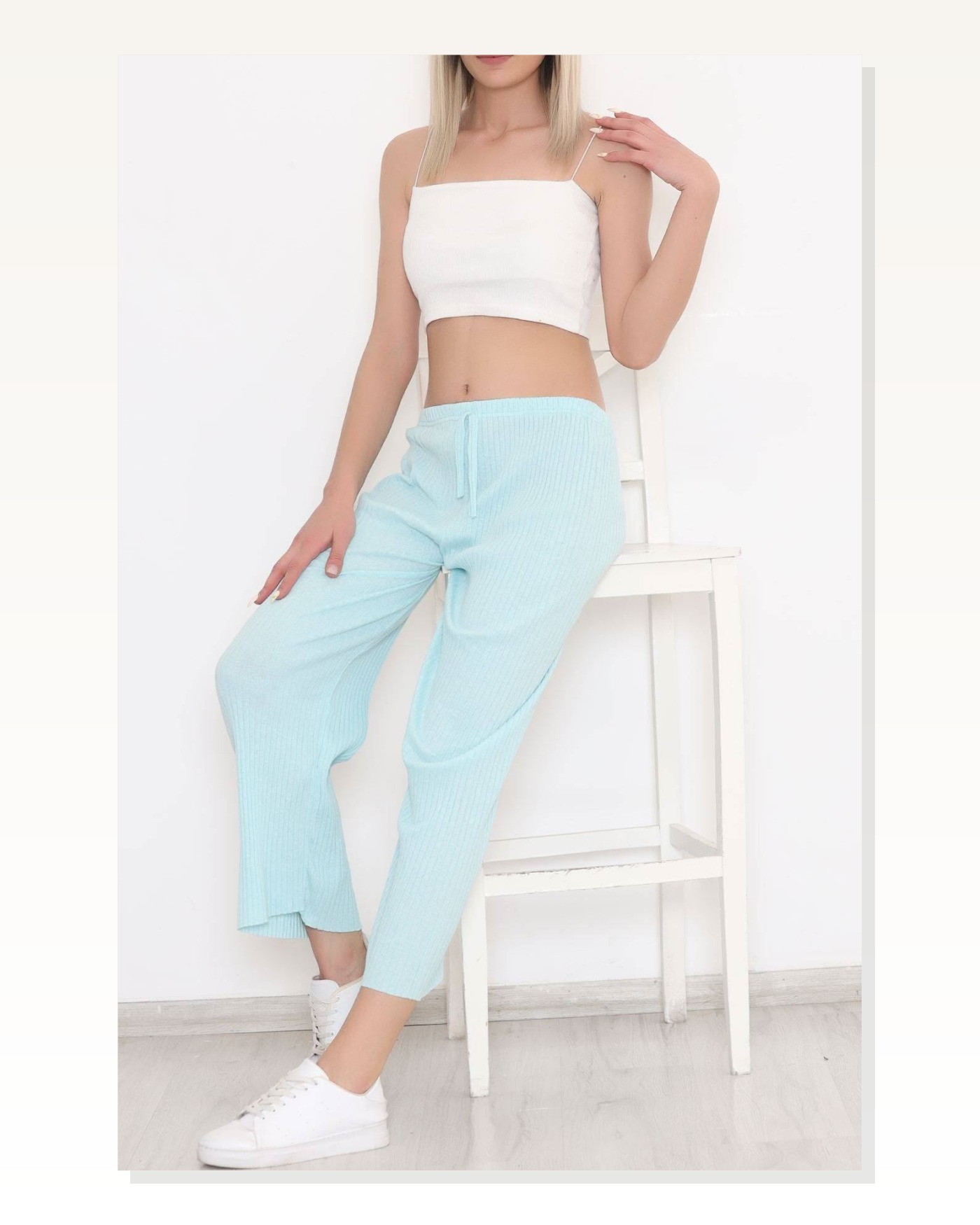 Kadın Rahat Kullanım Fitilli Suyeşili Pantolon Marketplace blank