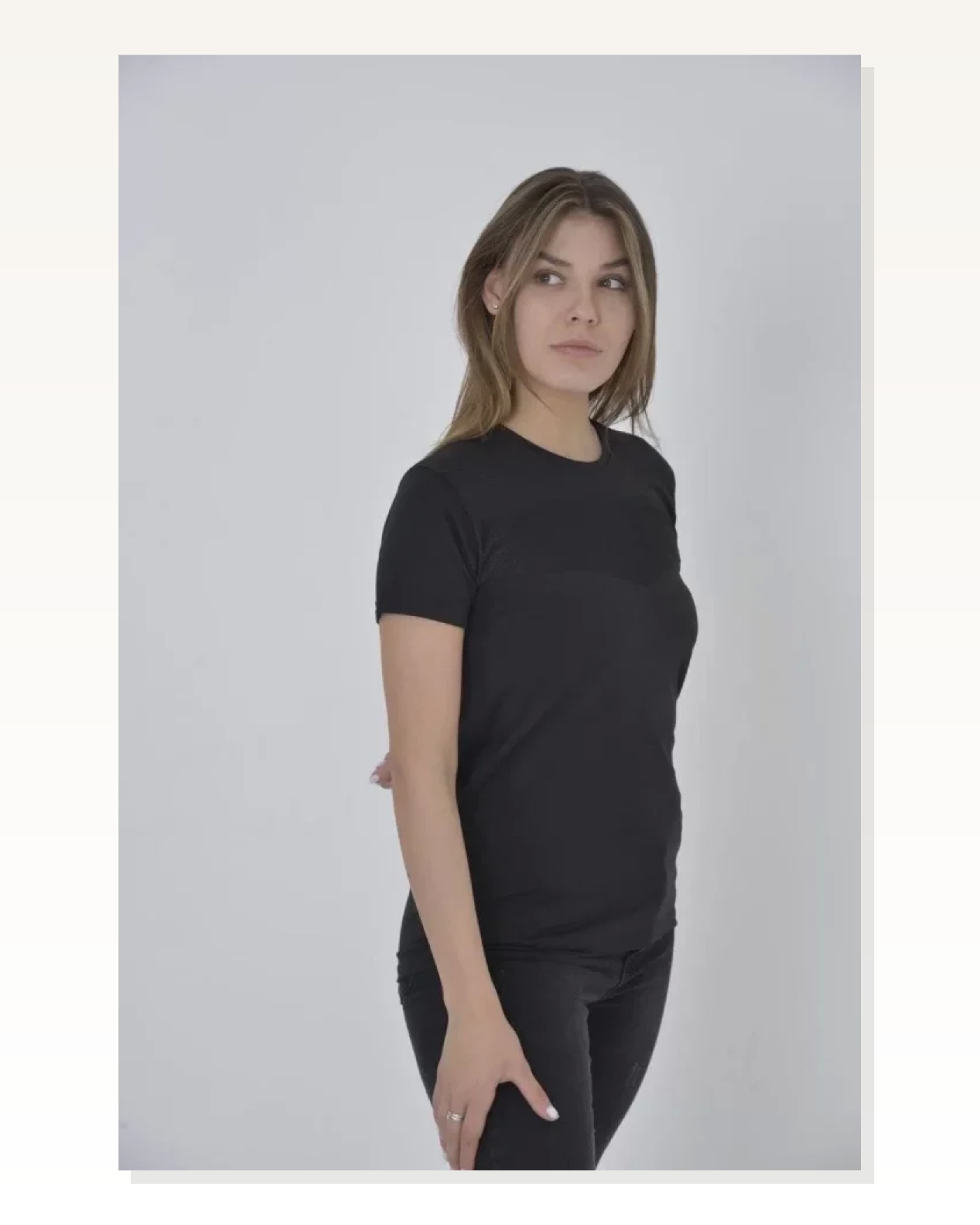 Erkek Günlük Stil Nefes Alan Göğüs File Detaylı Siyah Slim Fit Tişört Marketplace blank